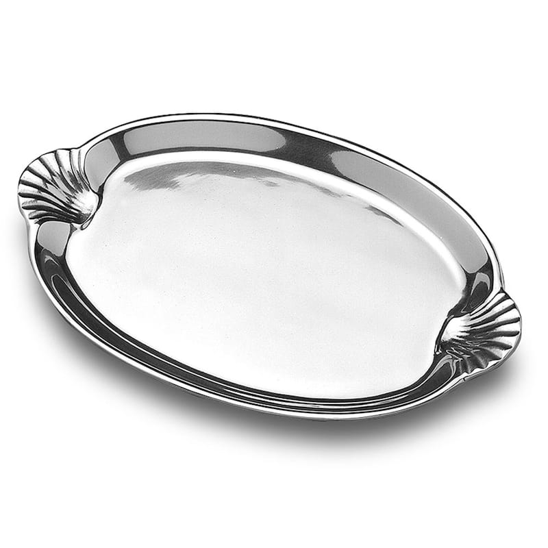 Wilton Armetale Sea Life Scallop Handled Oval Serving Tray, 10.75x16.5 Inch