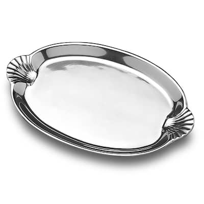 Wilton Armetale Sea Life Scallop Handled Oval Serving Tray, 10.75x16.5 Inch