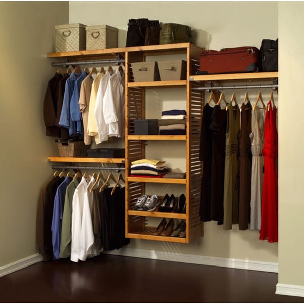 John Louis Home Collection Honey Maple Deluxe Closet System - Free Shipping Today - Overstock ...