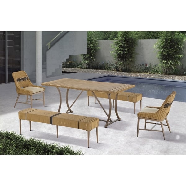 Shop Madison Park Panorama Natural Outdoor Patio Dining Bench On