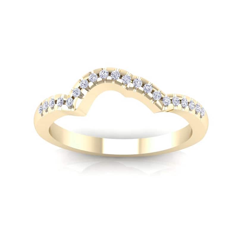 Auriya 14k Gold 1/8ctw Curved Diamond Wedding Band - Yellow - 9.5