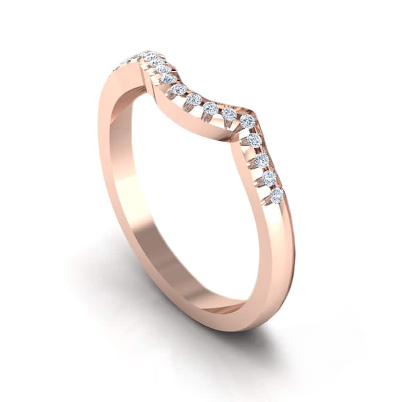 Auriya 14k Gold 1/8ctw Curved Diamond Wedding Band