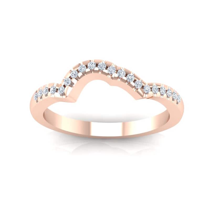 Auriya 14k Gold 1/8ctw Curved Diamond Wedding Band - Rose - 4