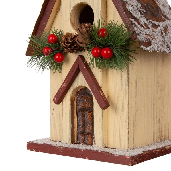 Glitzhome Christmas Wooden Church Birdhouse Overstock 28780626 Large