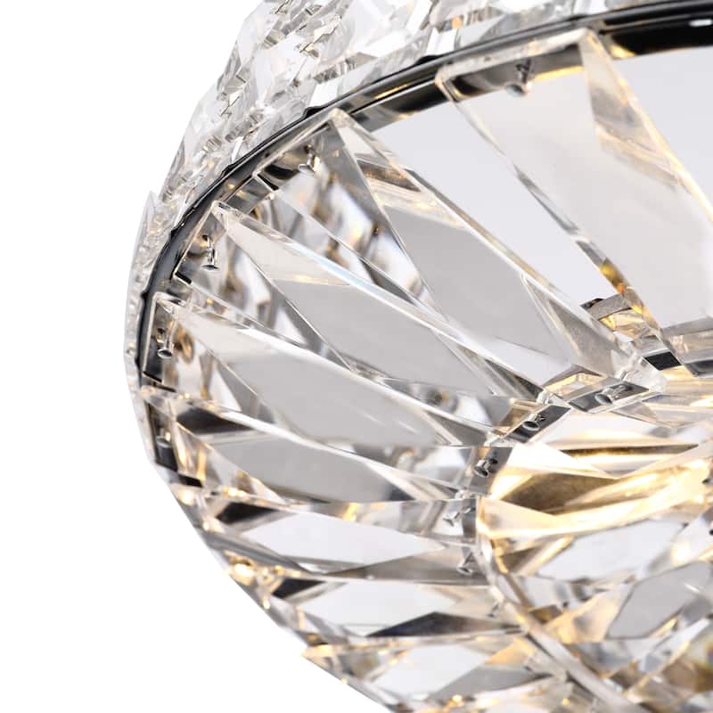 Jolie Chrome Finish 3-light Crystal and Prism Round Flush Mount
