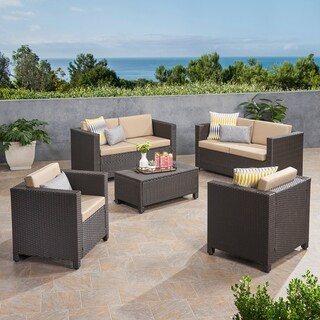 Puerta Wicker/ Iron Outdoor 5-piece Chat Set with Coffee Table by Christopher Knight Home
