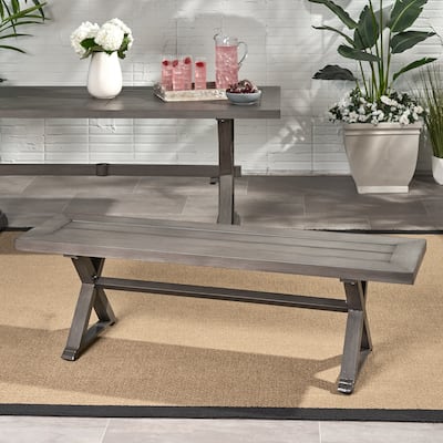 Landau Modern Outdoor Aluminum Dining Bench by Christopher Knight Home