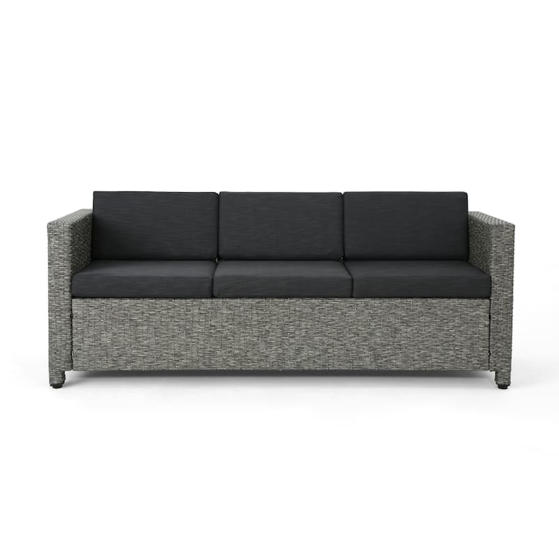 Puerta Outdoor 8 Seater Wicker Chat Set with Side Tables by Christopher Knight Home