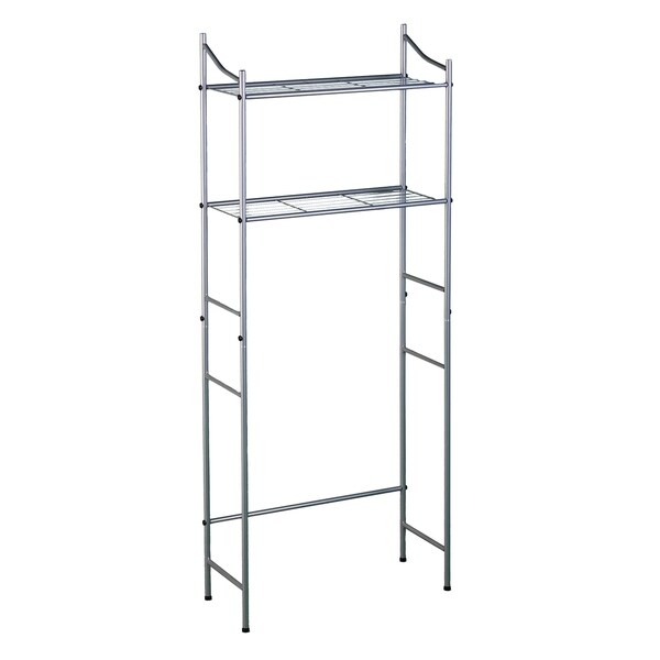 silver bathroom shelves
