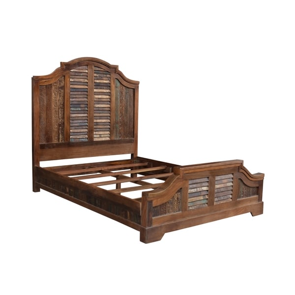 Aiden Carved Queen Bed-Natural