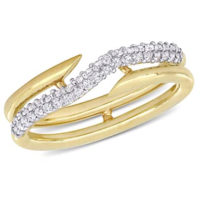 Miadora 10k Yellow Gold 1/3ct TDW Diamond Interlaced Double Band