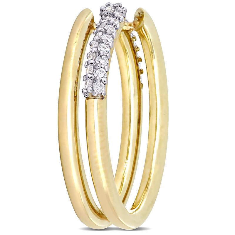 Miadora 10k Yellow Gold 1/3ct TDW Diamond Interlaced Double Band
