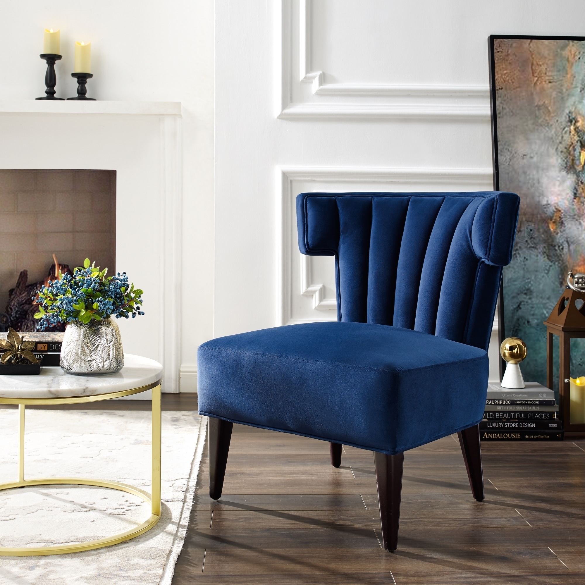 Emory Armless Velvet Accent Chair On Sale Overstock 28787743