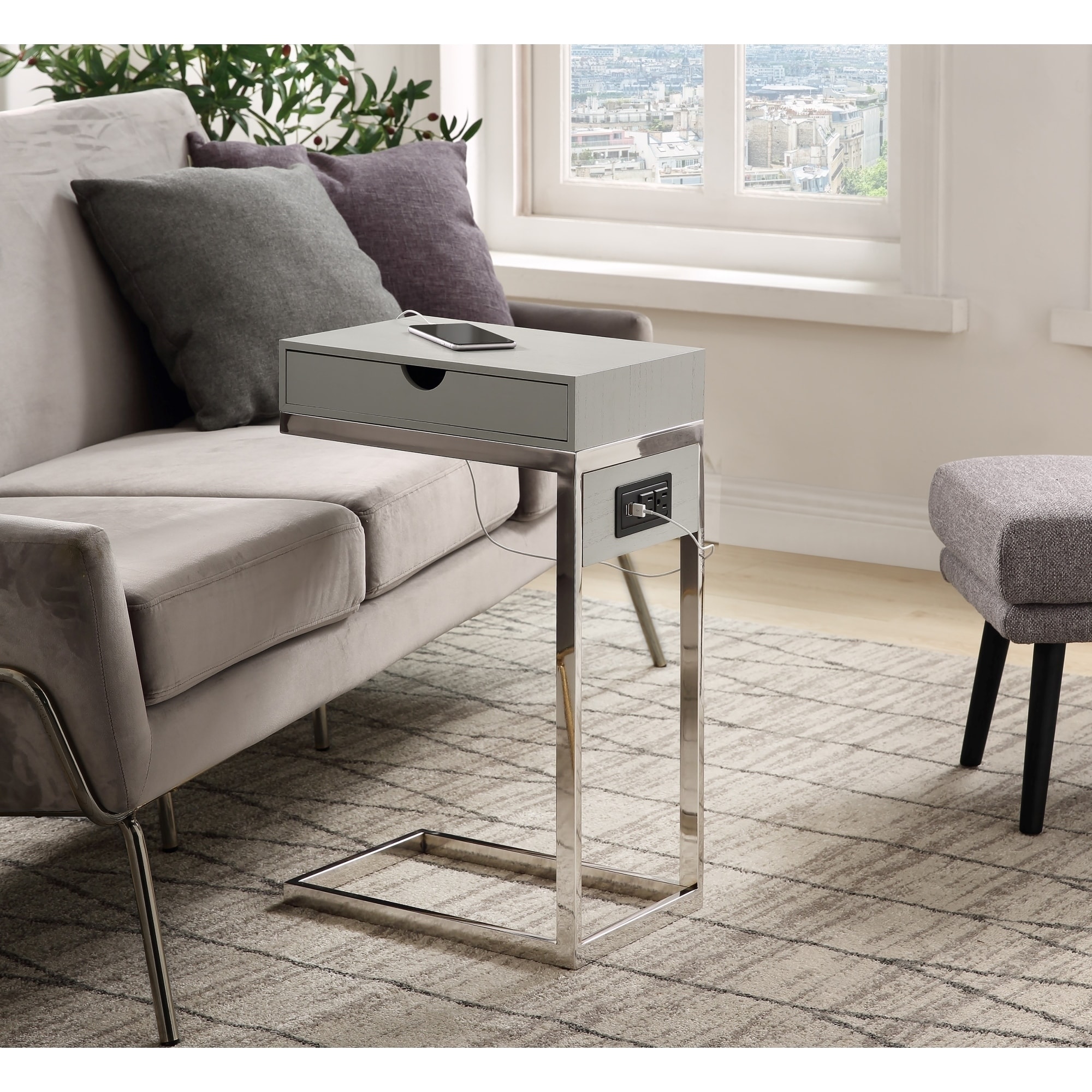 Carbon Loft Cedes C Table With Usb Ports Outlets And Storage Drawer Carbon Loft Cedes C Table With Usb Ports Outlets And Storage Drawer