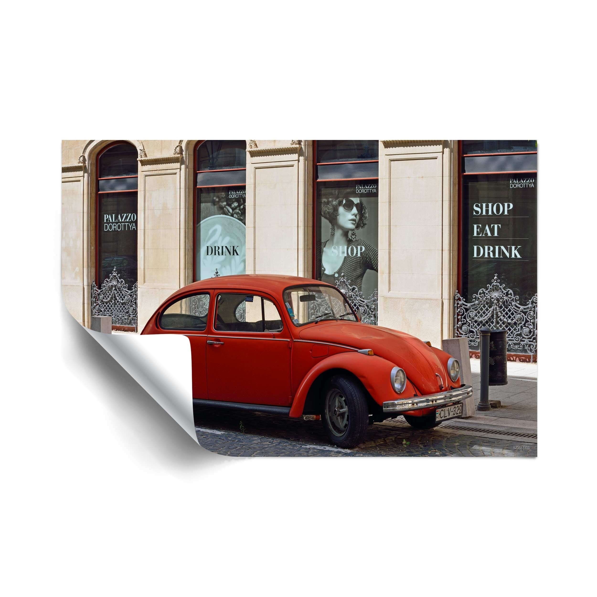 Shop Kathy Yates Volkswagen Beetle In Budapest Removable Wall Art Mural Overstock 28787956