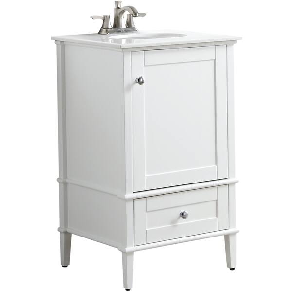 ANZZI Alexander Series 21-in Black Single Sink Bathroom Vanity with White Solid Surface Top (Mirror Included)