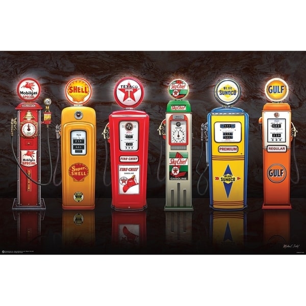 Vintage Gas Pumps Poster