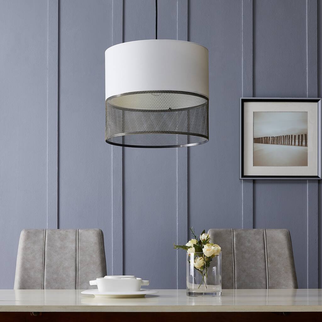 Strick & Bolton Aurora Transitional White Antique Brass Pendant Light