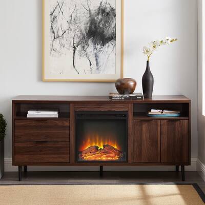 Buy Brown Electric Mid Century Modern Fireplaces Online At