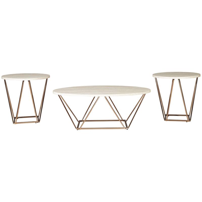 Signature Design by Ashley Tarica Gold-tone Faux Marble 3-piece Table Set