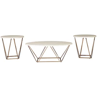 Signature Design by Ashley Tarica Gold-tone Faux Marble 3-piece Table Set