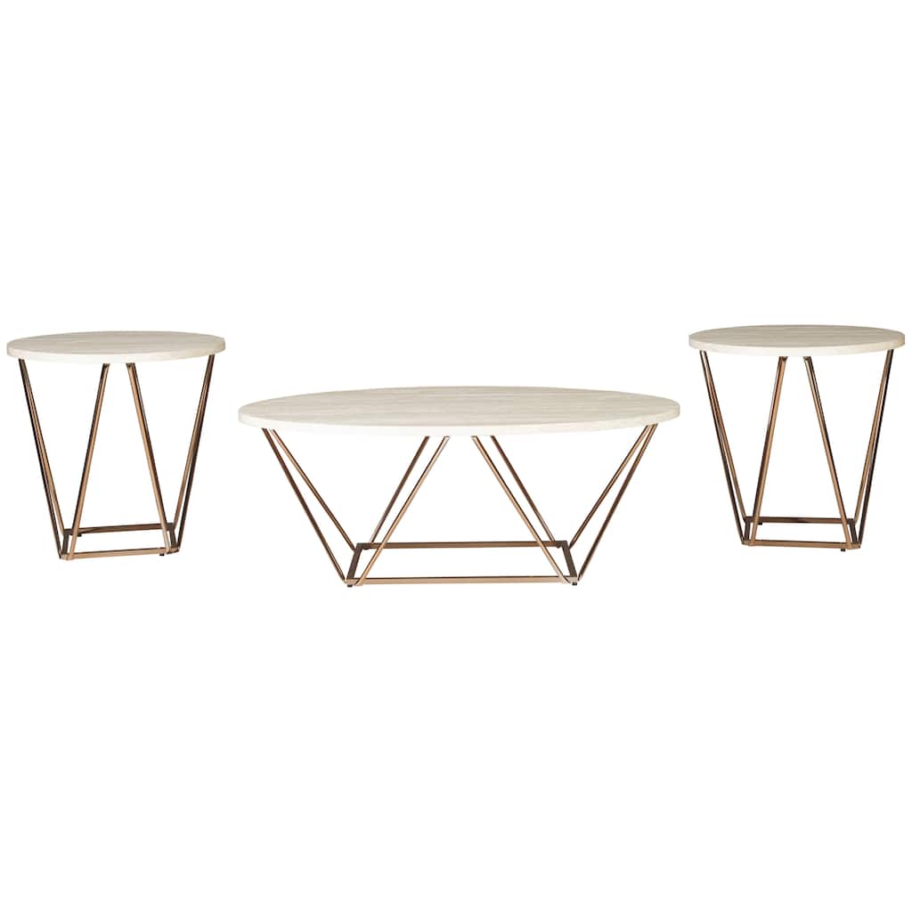 Signature Design by Ashley Tarica Gold-tone Faux Marble 3-piece Table Set