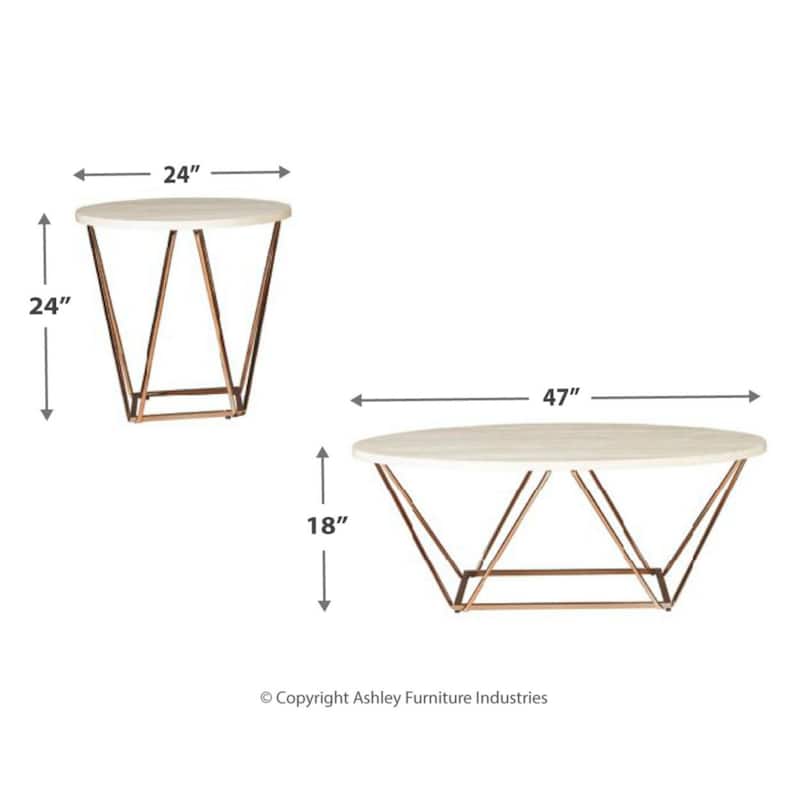 Signature Design by Ashley Tarica Gold-tone Faux Marble 3-piece Table Set