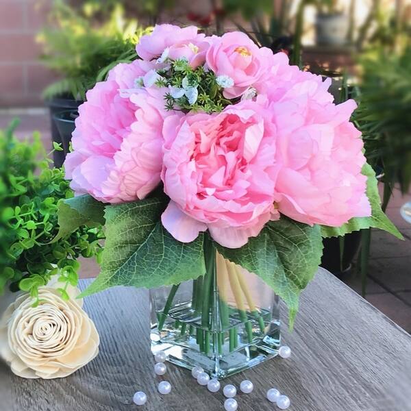 Shop Enova Home Artificial Silk Peony Mixed Flower Arrangement In