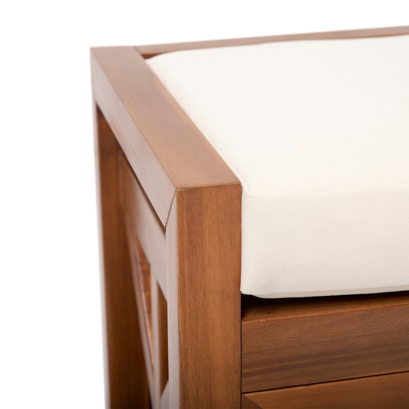 Cantebella Modern Acacia Wood Storage Bench with Cushion by Christopher Knight Home