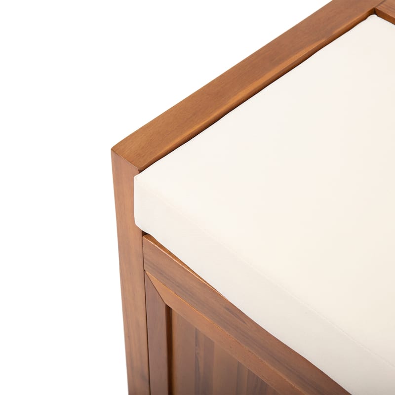Cantebella Modern Acacia Wood Storage Bench with Cushion by Christopher Knight Home