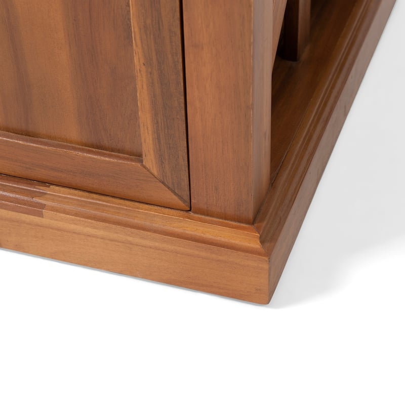 Cantebella Modern Acacia Wood Storage Bench with Cushion by Christopher Knight Home