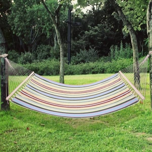 2 Person Double Hammock Sleep Bed Outdoor Travel Camping Hanging Seat Set Garden 