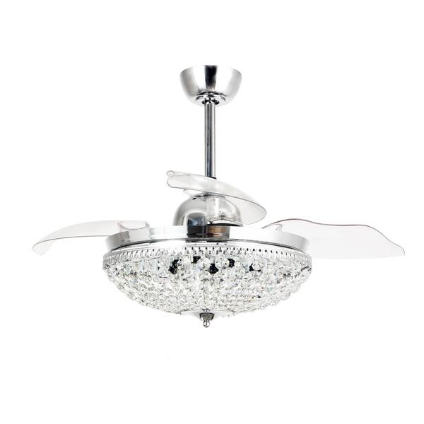 Shop Modern Chrome Crystal 42 Inch Ceiling Fan 6 Light