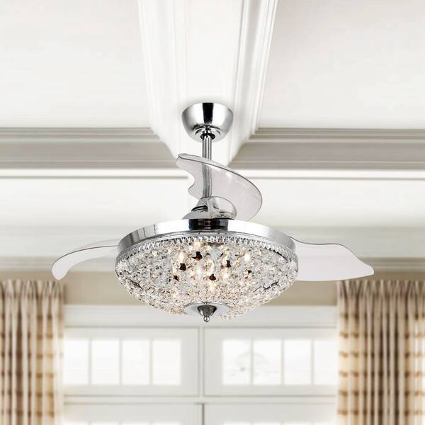 Shop Modern Chrome Crystal 42 Inch Ceiling Fan 6 Light