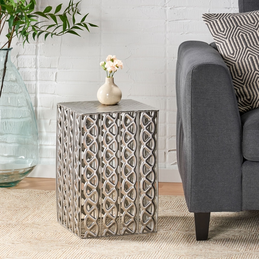 White Modern French Accent Table Side End Sofa Round Console Living Home A Room