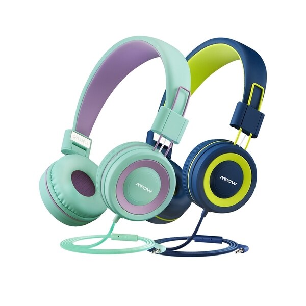 2PC Mpow Kids Headphones with Volume Limiter Comfortable On-Ear Headsets Durable Earphones for Toddlers Children and Teens