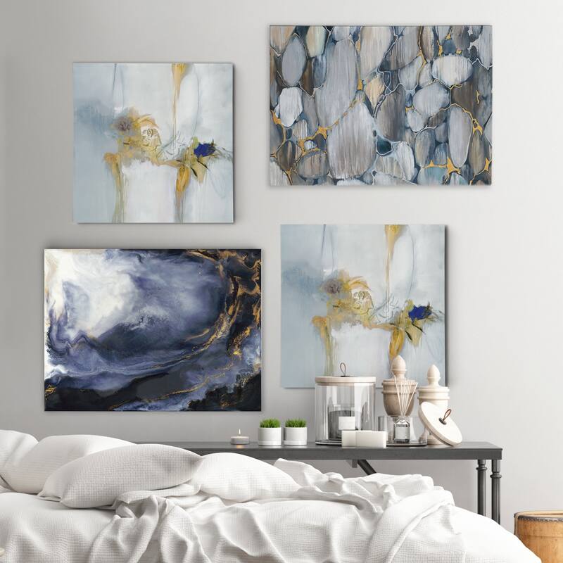 Geometric Blues -Gallery Wrapped Canvas Set