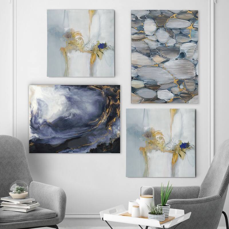 Geometric Blues -Gallery Wrapped Canvas Set
