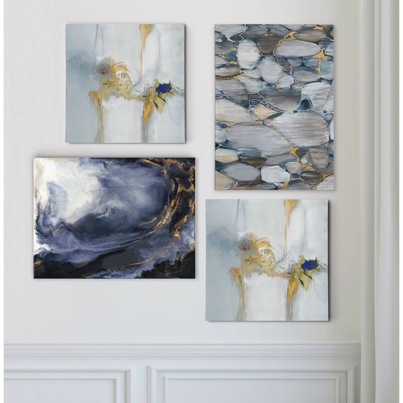 Geometric Blues -Gallery Wrapped Canvas Set