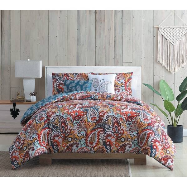 Shop Vcny Home Bree Reversible Red Paisley Duvet Cover Set On