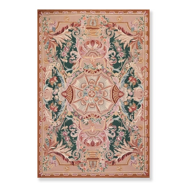 Hand Woven French Aubusson Wool Needlepoint Area Rug (6'x9') - 6'5" x 9'8"