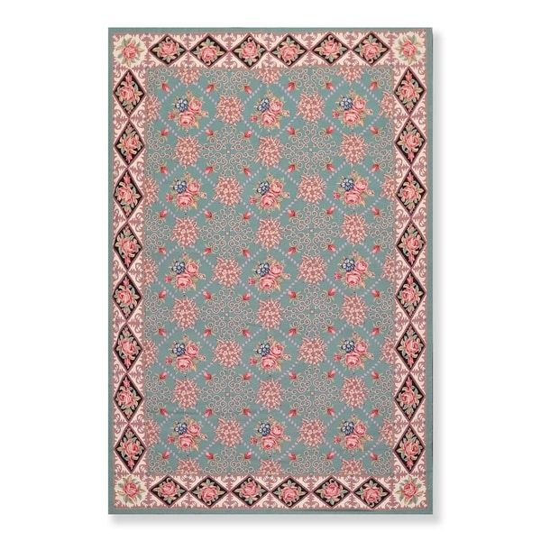 Hand Woven French Aubusson Wool Needlepoint Area Rug (5'9"x8'9") - 6'5" x 9'8"