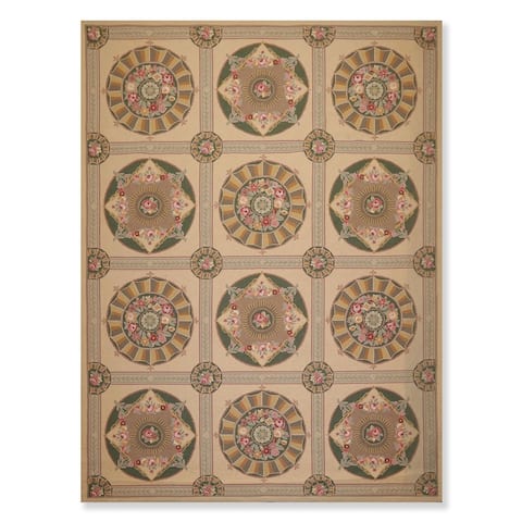 Classic French Aubusson Hand Hooked Oriental Area Rug (8'6"x11'6") - 8'6" x 11'6"