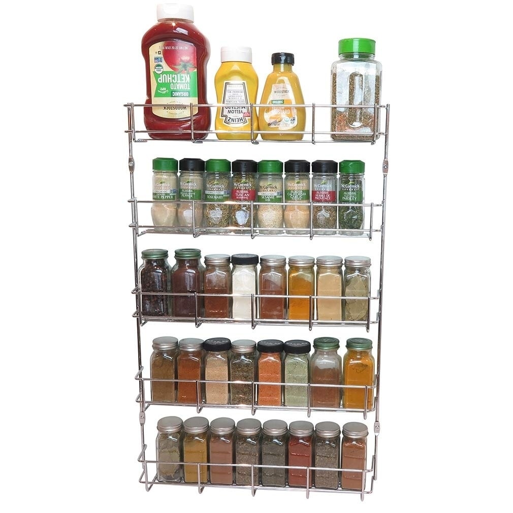 Food Kitchen Storage Chrome 6 Tier Wall Mounted Spice Rack 48
