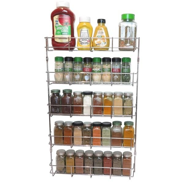 Shop Evelots Spice Rack 5 Shelves Wall Door Mount No Rust