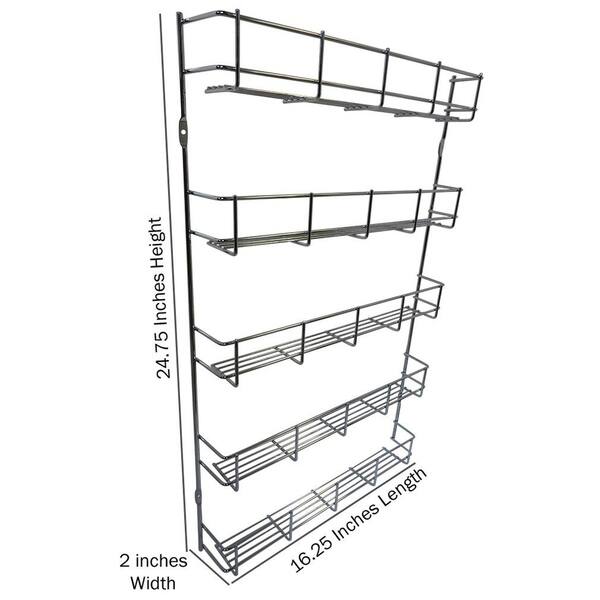 Shop Evelots Spice Rack 5 Shelves Wall Door Mount No Rust