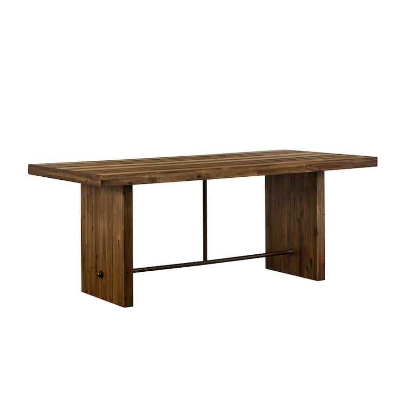 Superb 76" Rustic Oak Wood Dining Table with Trestle Base