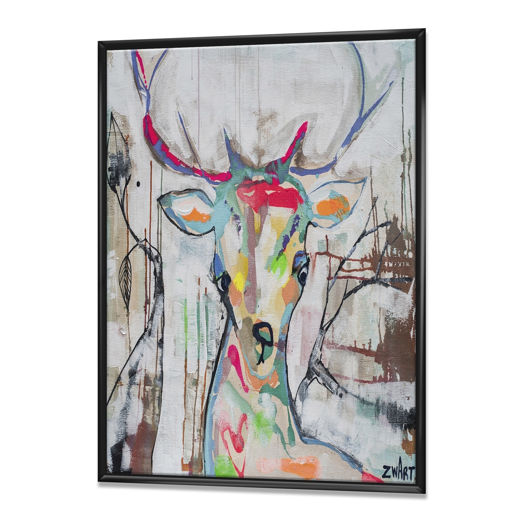 Shop Designart Colorful Deer Ii Cottage Premium Framed Canvas