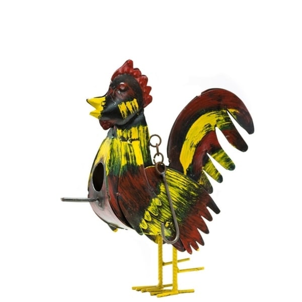 Rainbow Rooster Hanging Birdhouse - N/A