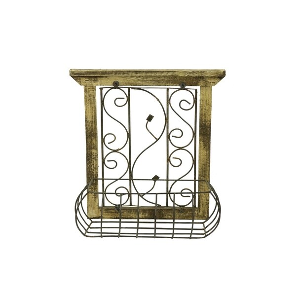 Wood Window W/Basket - N/A
